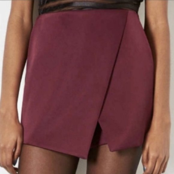 Topshop Pants - TOPSHOP Mulberry Luxe Satin Wrap Skort Size 4
